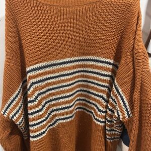 Listicle Warm Striped Sweater - Brown and Cream